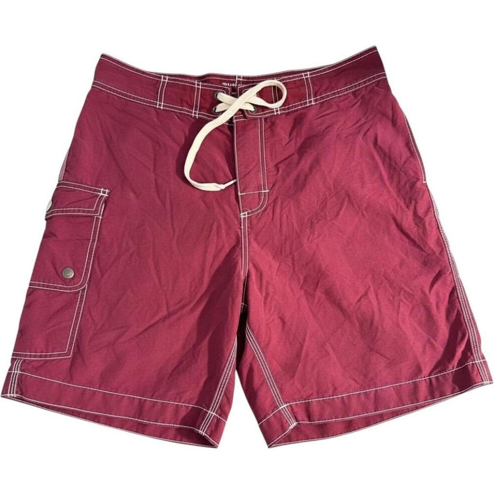 Old Navy Mens Burgundy Board Shorts Swim Trunks Cargo Pocket Maroon Size Medium